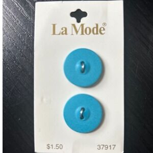 La Mode 37917 Blue Buttons 19mm 3/4 Inch 2 Count Made in Italy Sew Through Round
